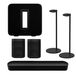 Sonos 5.1 Home Cinema Solution (1 Sonos Beam (Black) + 2 Sonos SL One (Black) + 1 Sonos Sub Gen-3 (Black) + 1 Pair Floor Stand (Black))