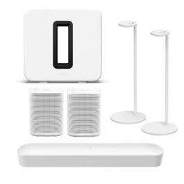Sonos 5.1 Home Cinema Solution (1 Sonos Beam (White) + 2 Sonos SL One (White) + 1 Sonos Sub Gen-3 (White) + 1 Pair Floor Stand (White))