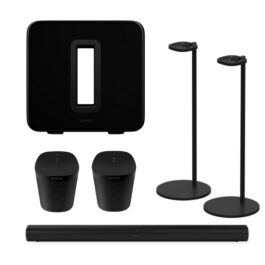 Sonos 5.1 Home Cinema Solution (1 Sonos ARC (Black) + 2 Sonos One Gen-2 (Black) + 1 Sonos Sub Gen-3 (Black) + 1 Pair Floor Stand (Black))