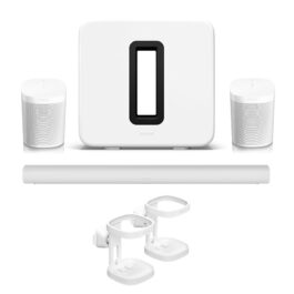 Sonos 5.1 Home Cinema Solution (1 Sonos ARC (White) + 2 Sonos One Gen-2 (White) + 1 Sonos Sub Gen-3 (White) + 1 Pair Wall Mount (White))