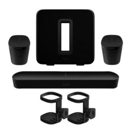 Sonos 5.1 Home Cinema Solution (1 Sonos Beam (Black) + 2 Sonos One Gen-2 (Black) + 1 Sonos Sub Gen-3 (Black) + 1 Pair Wall Mount (Black))