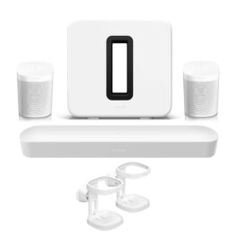 Sonos 5.1 Home Cinema Solution (1 Sonos Beam (White) + 2 Sonos One Gen-2 (White) + 1 Sonos Sub Gen-3 (White) + 1 Pair Wall Mount (White))